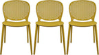 2xhome Set of 3 Patio Dining Chairs | Modern Stackable Outdoor Pool Side Chair | Weather Resistant Plastic for Yard, Porch, Balcony, Kitchen, Yellow