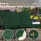 3 in 1 Patio Swing with Adjustable Canopy for Adults, 3 Seat Outdoor Swing with Thickened Cushions,Pillows & Cup Holders for Backyard, Porch, Garden (Green)