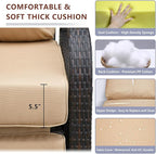ATR ART TO REAL Outdoor Recliner, Outdoor Wicker Recliner Chair with 5.12'' Cushions, Automatic Adjustable Patio Chaise Lounge Chairs, Aluminum Frame. UV Protected and Rustless (Khaki)