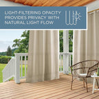 TOWN & COUNTRY BASICS Cabana Solid Heavyweight Indoor Outdoor Curtains, Light Filtering Opacity with Grommet Top, Water Repellent, 2-Pack Set, 54"x108", Taupe
