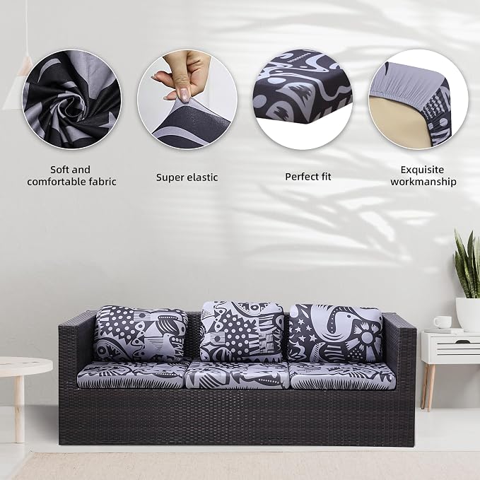 Cushion Covers 8 Pack, Stretch Outdoor Patio Slipcovers in Grey Pigeon
