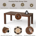 Merax 7-Piece Patio Dining Table Set,Outdoor Furniture Set with 72.8" Rectangle Table & 6 Chairs,Adjustable Leveling Feet,Umbrella Hole for Backyard,Garden,Poolside,Brown+ Beige