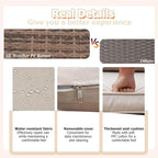 7 Pieces Patio Furniture Set - All-Weather Outdoor Wicker Sectional Conversation Sofa, Rattan Patio Seating Sofa Set with Cushion and Glass Table for Porch Poolside, Brown/Beige