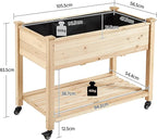 Yaheetech 42x23x33in Wooden Raised Garden Bed with Wheels Horticulture Flower Planter Boxes Elevated Vegetables Growing Bed for Grow Herbs and Vegetables