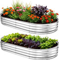 TATAANTY Galvanized Raised Garden Bed Kit, Rust-Resistant Planter Garden Boxes Outdoor, Oval Large Metal Raised Garden Beds for Vegetables Easy to Set Up - 4x2x1ft (2 Pack)