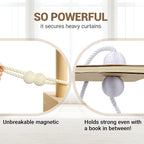 Hion Magnetic Curtain Tiebacks Beige 2pcs, Curtain Tiebacks Buckles Holdbacks Holders Hooks Clip for Home Bedroom Office Decorative Curtain