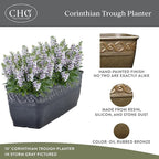Classic Home and Garden Corinthian Trough Planter, 10", Bronze