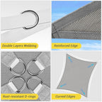 HappyTrends Sun Shade Sail,10'x 13' Heavy Duty UV Protection Beach Shade Canopy Wind sail,Tear and Rust Resistant Patio sail Shade for Yard Deck Lawn Garden Rectangle Sunshade(Grey)