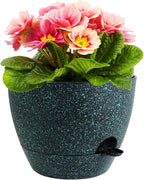 12 inch Large Self Watering Pots for Indoor Outdoor Plants, Flower Plant Pots with Mesh Drainage Holes for Garden House Plants, Plastic Planters for Home, Black with Green Speckles