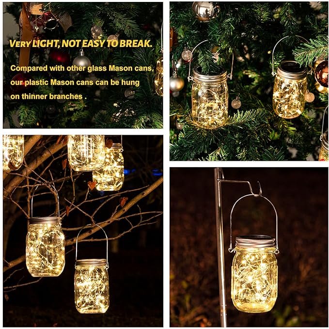 Solar Lanterns, 8 Pack Mason Jar Lights with Warm White LEDs