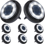 Flacchi Solar Lights Outdoor - Solar Powered Ground Lights Outdoor Solar Disk Light Waterproof Landscape Light for Patio Yard Pathway Walkway Driveway (Cool White, 8 Pack)