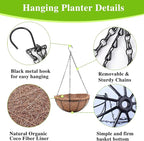 Metal Hanging Planters Basket Set of 3 Hanging Flower Pots 12 Inch Chain Round Wire Plant Holder with Coco Coir Liner Garden Watering Hanging Baskets for Patio Garden Outdoor1