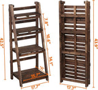 Yaheetech Foldable Ladder Shelf Wooden Plant Stand Indoor Outdoor Shelves No Assembly Flower Display Multi-Functional Shelves Outdoor Storage Shelf for Living Room/Garden/Office/Kitchen Brown