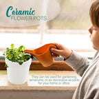 4E's Novelty Ceramic Flower Pots with Drainage Holes, 3.14", Pack of 12, Small Clay Garden Planters for Succulents, Cactus, Plants, DIY Easter Spring Craft Activity