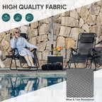 NEWBULIG Zero Gravity Chair Set of 4, Lounge Chair Folding Portable Adjustable Camping Reclining Chairs with Adjustable Pollow, Mesh Back, Cup Holder Trays Lawn Patio Chair for Pool Beach - Black
