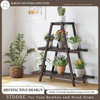 Plant Stand For Indoor Outdoor Tiered Plant Shelf 3 Tier 8 Potted Bamboo Flower Holder Ladder Rack For Multiple Triangle Table Plant Pot Stand (Brown)