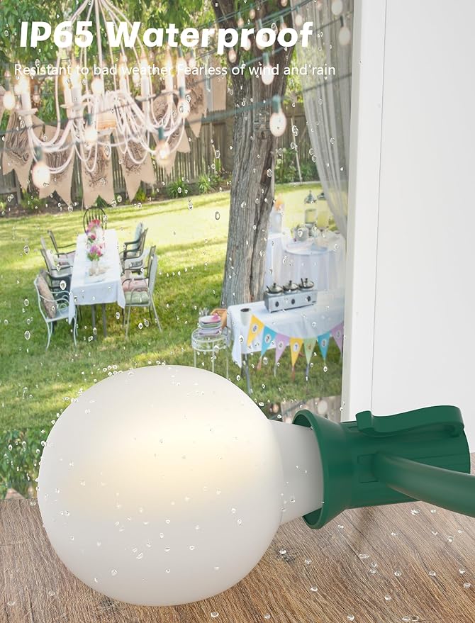 Globe String Lights 25 ft, 27 Frosted White G40 Bulbs