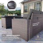 Kullavik 7 Pieces Outdoor Patio Furniture Set with 43" 55000BTU Gas Propane Fire Pit Table PE Wicker Rattan Sectional Sofa Patio Conversation Sets,Grey