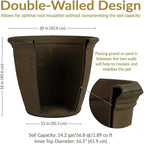 Sunnydaze 20-Inch Anjelica Large Plastic Pot for Plants - Outdoor Double-Walled Large Plastic Planter with Drillable Drainage Holes - Rust