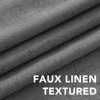 H.VERSAILTEX Linen Curtains 100% Blackout Curtains for Bedroom 102 inch Long Full Light Blocking Nature Linen Blended Window Curtains for Living Room Nickel Grommet (2 Panels, Grey)