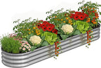 Galvanized Metal Raised Garden Bed Kit for Outdoor Planter Boxes with Easy Assembly,Oval Large Galvanized Gardening Raised Bed for Vegetables, Fruits, Flower (Silver, 8 * 2 * 1ft)
