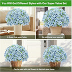 Artificial Flowers for Outdoor Indoor,Silk Flowers No Fade Fake Plastic Flowers Faux Plants for Outdoors Outside Front Porch Hanging Planter Window Box Garden Home Decoration,13 Pack(Blue)