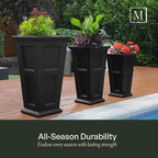 Mayne Fairfield 28-Inch Tall Planter, 2-Pack – Self-Watering, Weather-Resistant Planter for Flowers – Durable Outdoor Design for Patio, Porch, or Entryway