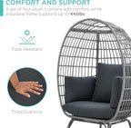Best Choice Products Wicker Egg Chair, Oversized Indoor Outdoor Lounger for Patio, Backyard, Living Room w/ 4 Cushions, Steel Frame, 440lb Capacity - Gray/Charcoal