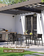 Outdoor Patio Dining Table, Aluminum & HDPS Outdoor Table with Umbrella Hole, All-Weather for Deck, Garden, Lawn, Backyard, Poolside (Charcoal)