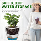 Plant Pots 10/9/8 Inch Self Watering Pots, Set of 3 Plastic Planters with Drainage Holes and Saucers,Plastic Flower Pots,Nursery Planting Pot for Indoor Out Door Plants（White）