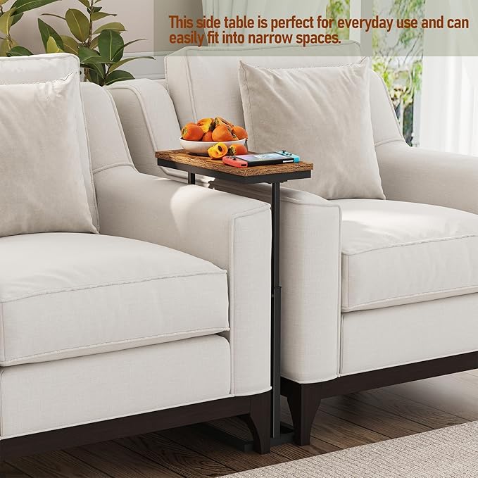TUTOTAK End Table, Side Table, Tall Couch Table, Sofa Table, Living Room, Bed Room, Brown TB01BB0832