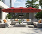 SUPERJARE 15FT Outdoor Umbrella for Patio, Double sided Pool Umbrellas with Fade Resistant Canopy, Large Table Umbrella for Deck, Market, Backyard - Burgundy