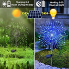 Solar Garden Lights Outdoor, 2 Pack 120 LED Twinkling Firework Lights Decorative with 2 Modes, Outdoor Waterproof Solar Starburst Light for Outside Yard Pathway Garden Decor, Blue