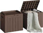Devoko 30 Gallon Resin Deck Box 2 Pack Outdoor Indoor Waterproof Storage Box for Patio Furniture Pool Accessories Storage for Cushion Garden Tools (Brown, 2 Pack)