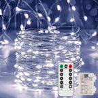 4-Pack 16.4 Ft. Battery Powered LED String Lights, White, 8 Modes