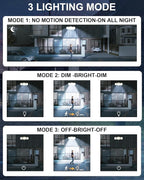 Solar Motion Lights Outdoor with Stake, 208 LED 270° Illumination Security Flood Lights for Yrad Garden Pathway, 3 Modes, IP65 Waterproof, In-Ground or Wall Mount