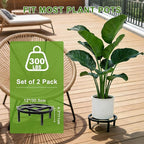 Metal Plant Stand Indoor Outdoor, Heavy Duty Plant Riser, Sturdy Flower Pot Holder Low Planter Stand, Single Flower Pot Stands, Modern Planter Stool for Indoor Plants (Black, 11.8"-2PCS)