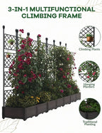 7 PCS Raised Garden Bed with Trellis, 114" LX16 WX63 H Plastic Planter Box for Climbing Plants, Outdoor Vertical Garden with Privacy Screen for Patio, Balcony, Backyard – Sturdy & Lightweight
