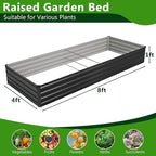 2PCS 8x4x1ft Galvanized Raised Garden Bed Kit,Metal Planter Box for Vegetables,Flowers,Herbs Durable Rust-Resistant Patio Gardening Beds,Black