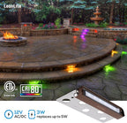LEONLITE 8-Pack Premium Series RGB 7 Inch 3W LED Retaining Wall Lights Swivel, Color Changing Hardscape Lighting Low Voltage, 12V-24V AC/DC LED Landscape Hardscape Paver Light, Outdoor Step Light, ETL