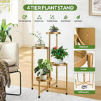 4 Tier 31 Inch Plant Stand Indoor Outdoor, Metal Plant Shelf Waterproof, Plant Holder with Folding Design For Home, Living Room, New Upgrate Gold