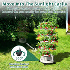 Strawberry Vertical Planters Tower Garden 3 Pack, 7 Tiered Stacking Herb Vegetable Planter with Support Pole Indoor and Outdoor - White