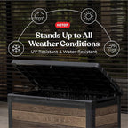 Keter Walnut 100 Gallon Resin Deck Box-Organization and Storage for Patio Furniture Outdoor Cushions, Throw Pillows, Garden Tools and Pool Toys