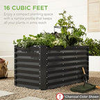 Best Choice Products 4x2x2ft Outdoor Metal Raised Garden Bed, Deep Root Box Planter for Vegetables, Flowers, Herbs, 119 Gallon Capacity, 100% Non Toxic Materials - Dark Brown Wood Grain