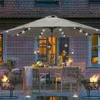 Blissun 9 ft Solar Umbrella, 32 LED Lighted Patio Umbrella, Table Market Umbrella, Outdoor Umbrella for Garden, Deck, Backyard, Pool and Beach (Grey)