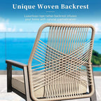 Patio Dining Set 9 Piece, 8 x Woven Rattan Swivel Chairs with Waterproof Cushion, 60" Square Metal Dining Table with Umbrella Hole, Outdoor Table and Chairs Set for Backyard Lawn and Deck, Beige