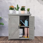 Outdoor Potting Bench with Storage Cabinet and Metal Top, Wood Workstation for Outdoor Patio, Garden (Dark Grey, 31x17x36‘’)