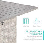 Best Choice Products 5-Piece Outdoor Wicker Bar Table Set for Patio, Poolside, Backyard w/Built-in Bottle Opener, Hidden Storage Shelf, Metal Tabletop, 4 Stools - Gray