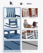 KINGYES Oversized Outdoor Rocking Chair, All-Weather Patio Rocking Chairs for Porch, HDPE Outdoor Patio Rockers with High Back & Wide Seat for Garden, Lawn, Blue