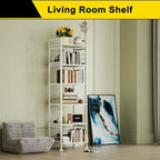GIOTORENT 6-Wire Standing Storage Shelves, Metal Shelving Unit Pantry Rack for Laundry Kitchen Bathroom Organizer(White)
